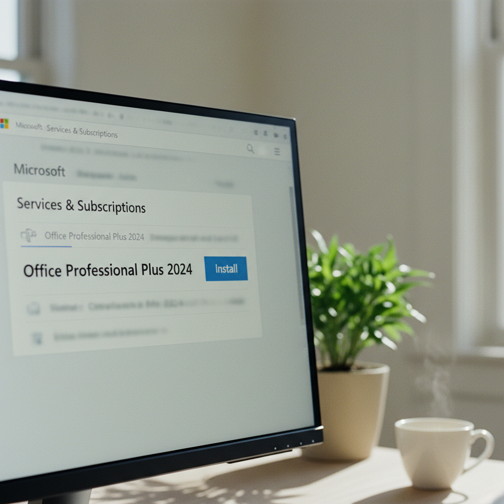 En Microsoft-kontosida som visar en Office-licens redo för nedladdning.