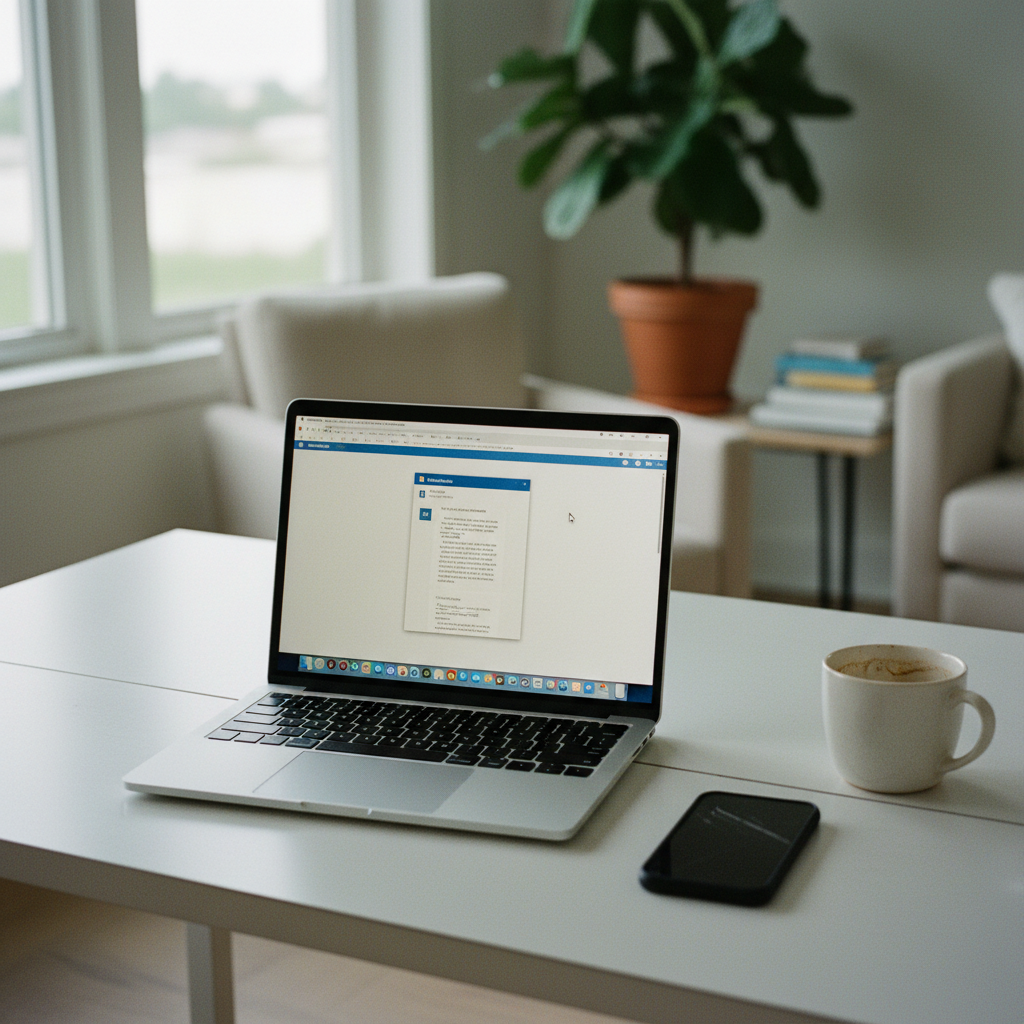 An Apple MacBook on a desk displaying the Microsoft Word for Mac interface.