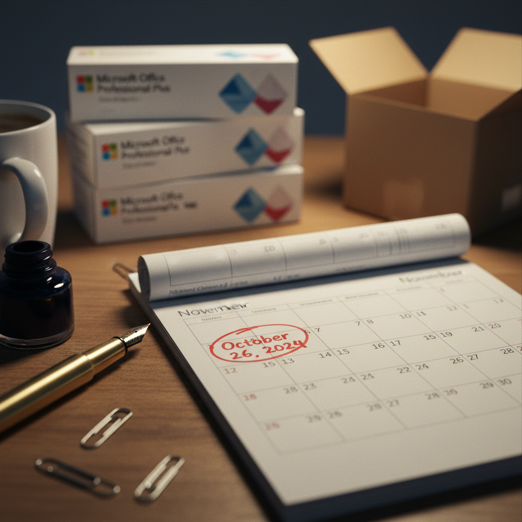 A close-up of a calendar with the date marked 18 months from now, symbolizing the break-even point for an Office 2024 purchase.