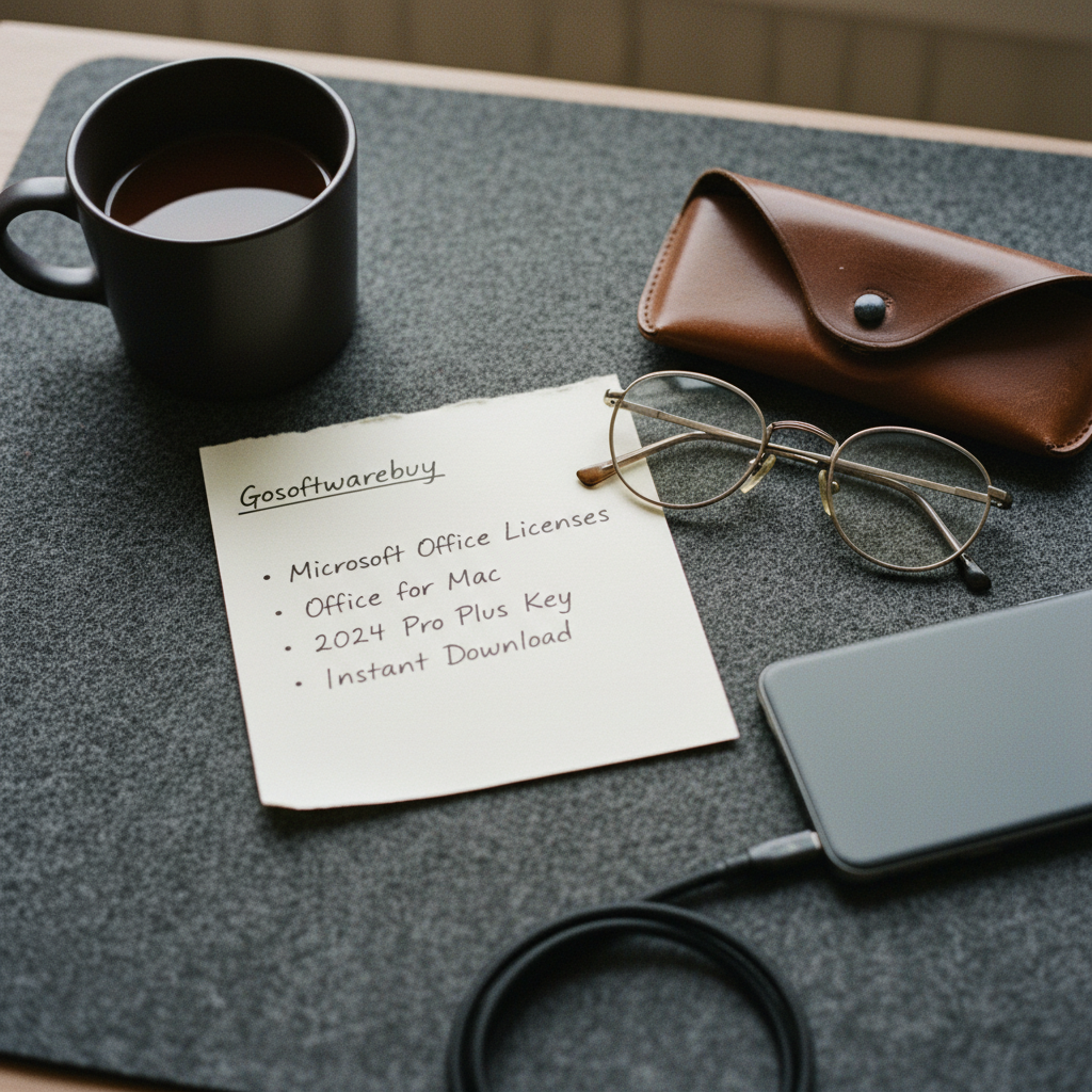 A top-down view of a high-quality leather desk mat with a smartphone and a printed license document with a blank activation key field.