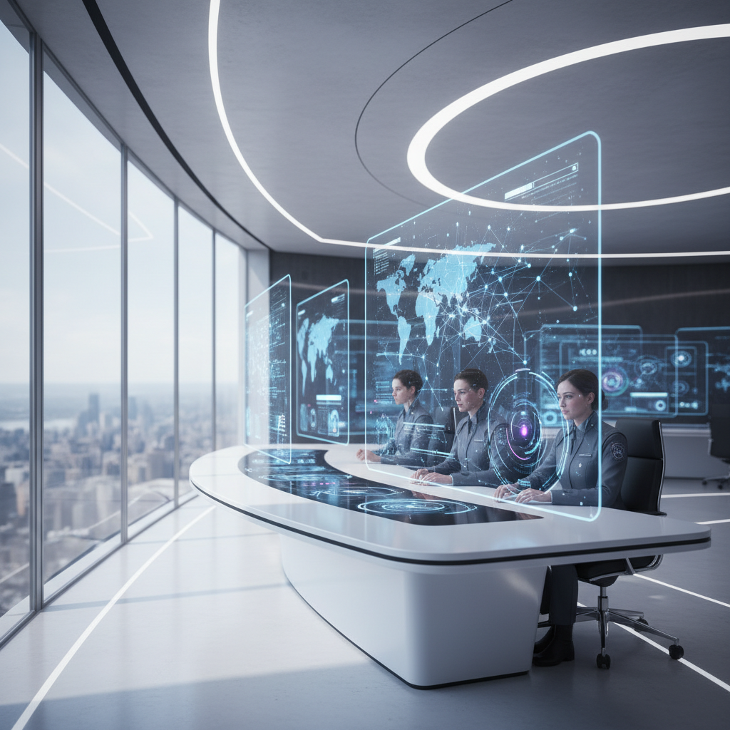 A sophisticated digital command center displaying global search data and automated content nodes.