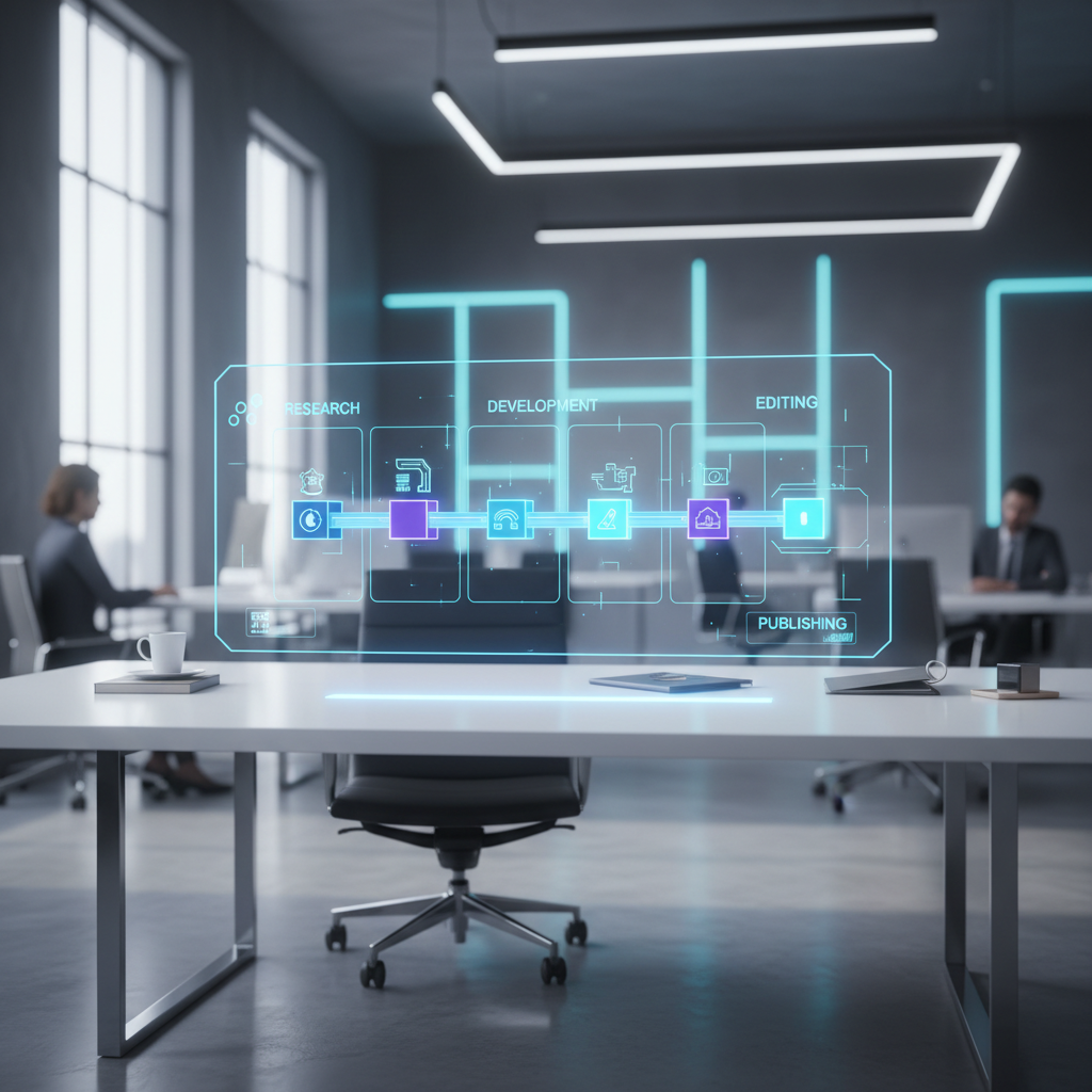 A sophisticated digital command center showing automated content workflows and SEO performance metrics.