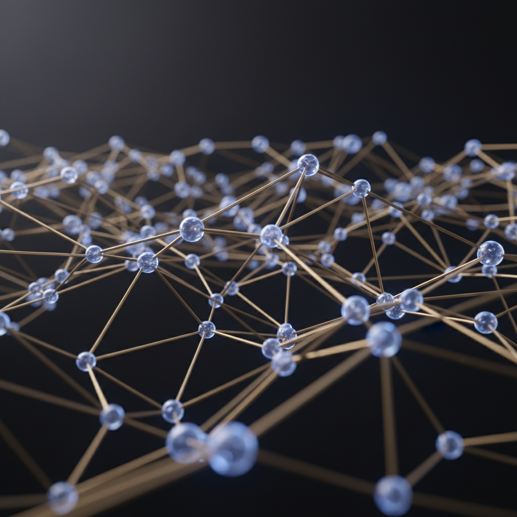 A conceptual visualization of a digital spider web connecting different content nodes, representing automated internal linking.