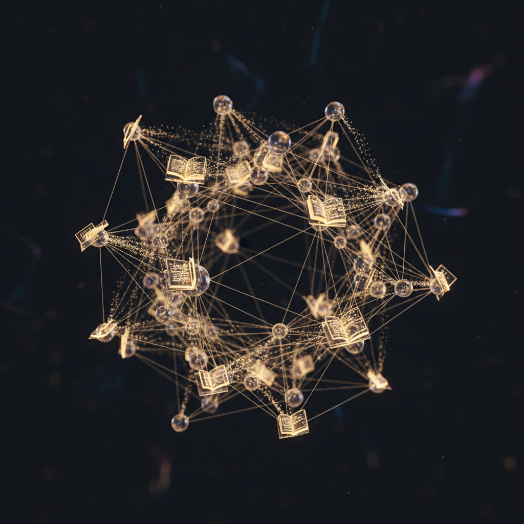 A 3D visualization of a network graph representing internal links and site structure.