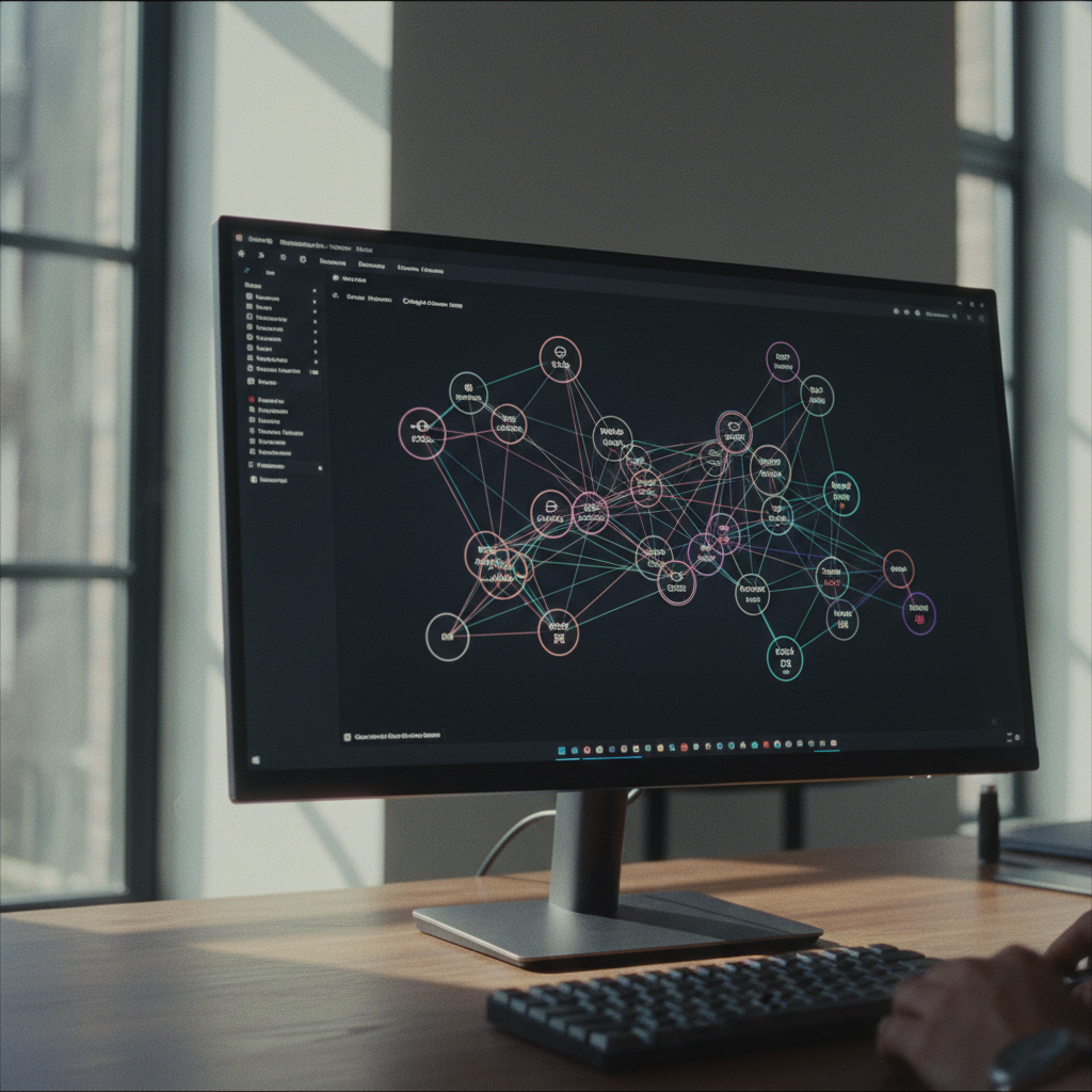 Close-up van een beeldscherm waarop de Citation Graph van Kadriva wordt getoond, met datavisualisaties van merkvermeldingen in verschillende AI-engines.