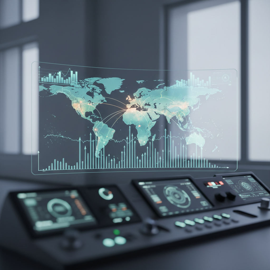 A visual dashboard showing global search visibility metrics across different continents.