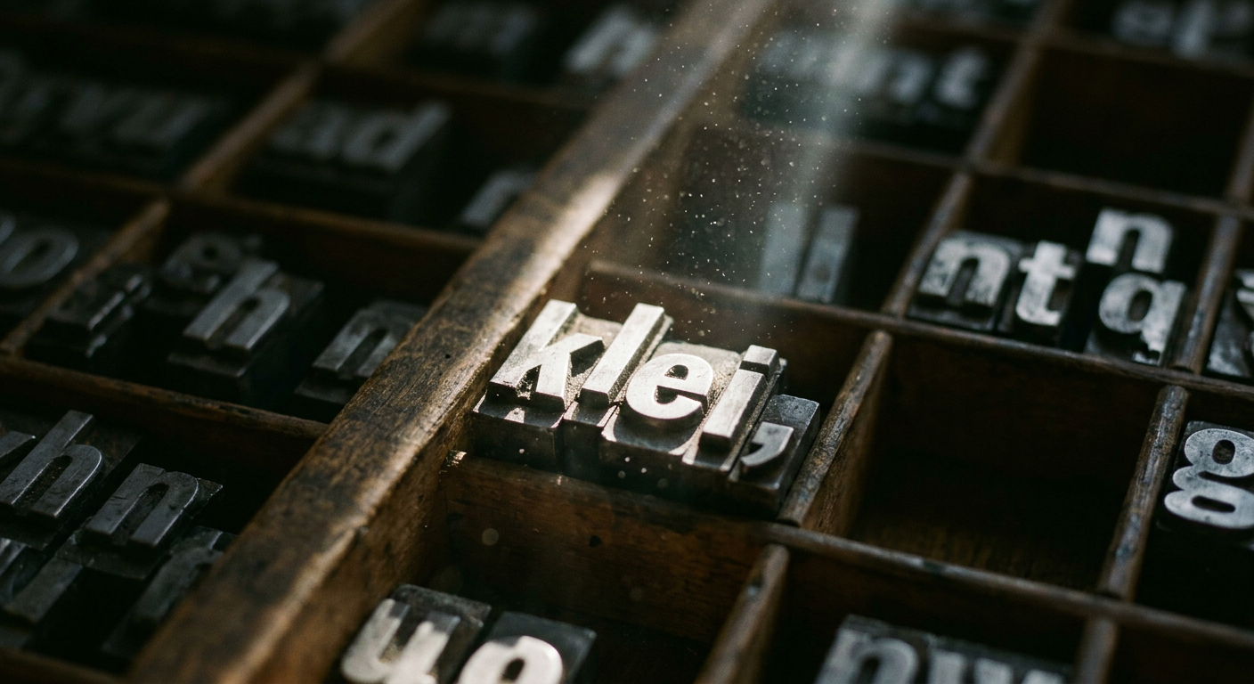 A close-up of an old printing press drawer with movable type lead letters arranged in neat rows.