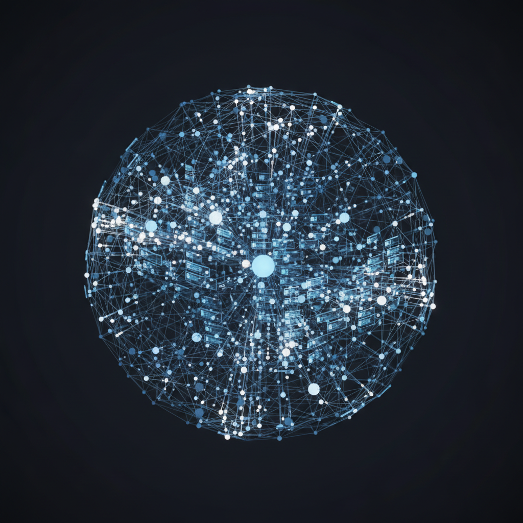 A visual representation of interconnected internal links and data nodes spreading across a website architecture.