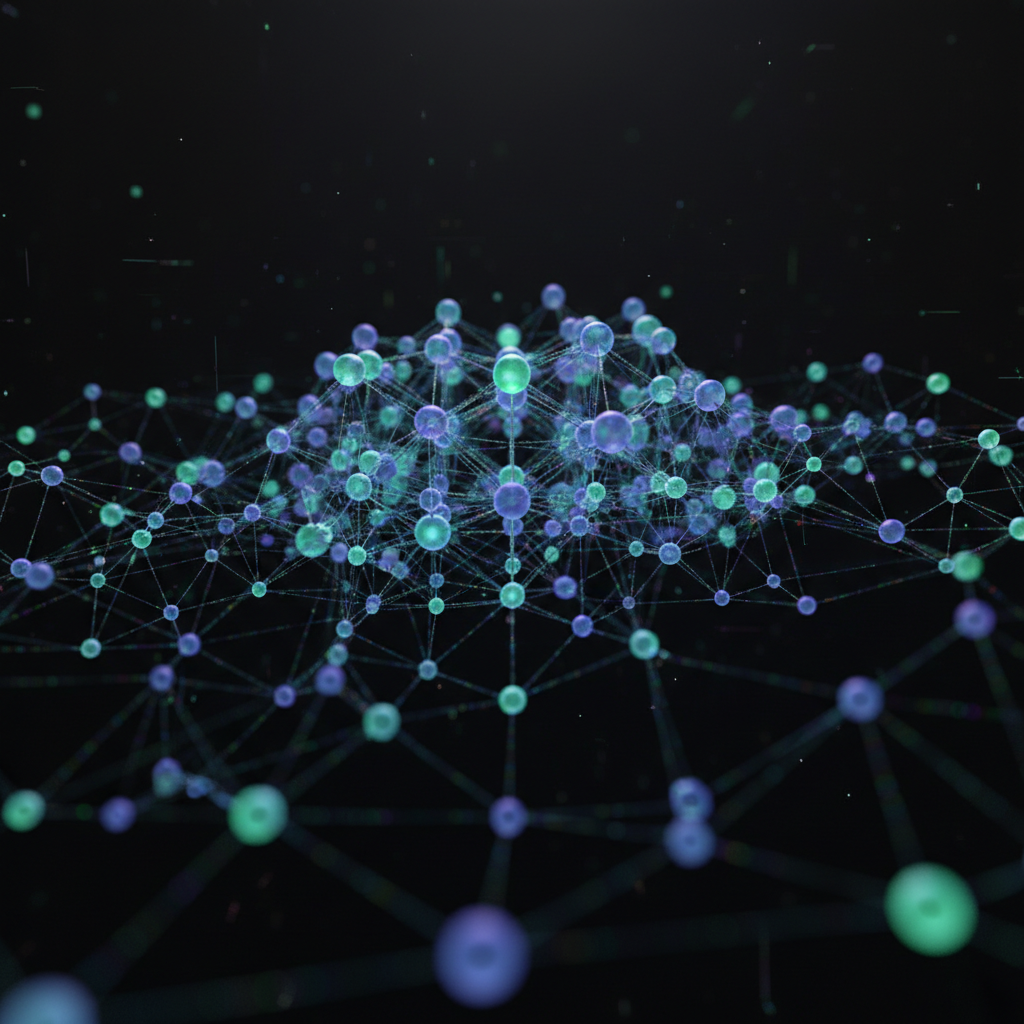 A conceptual visualization of interconnected knowledge nodes and internal links.
