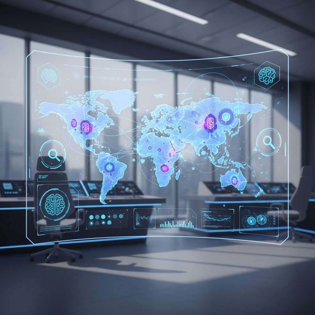 A modern digital dashboard showing real-time data waves representing brand mentions across different AI platforms.