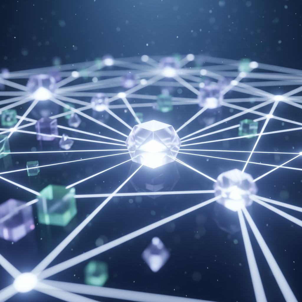 A conceptual visualization of internal links forming a dense, supportive web within a website structure.