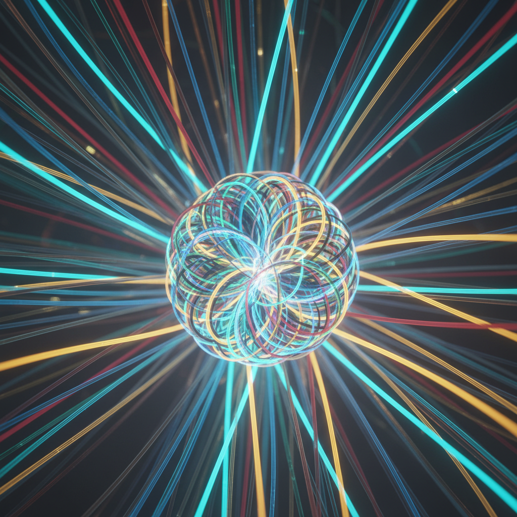 A physical representation of digital pathways connecting a central hub to various search engine icons.