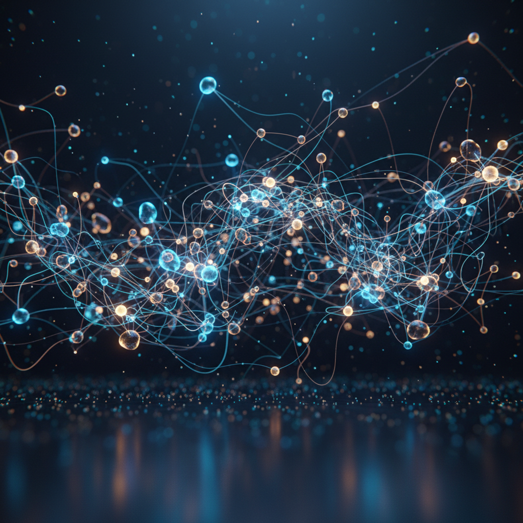 A sophisticated digital map showing interconnected nodes representing website topics and entities.