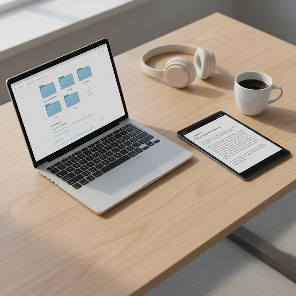 A split screen showing a cluttered desk on one side and a streamlined digital workspace on the other.