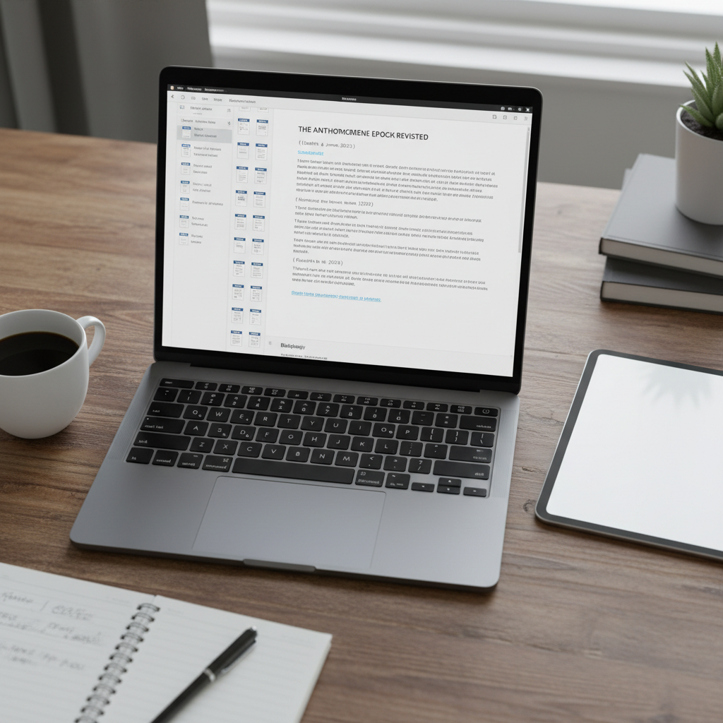 A split screen showing a PDF document on one side and an AI-generated thematic summary on the other.