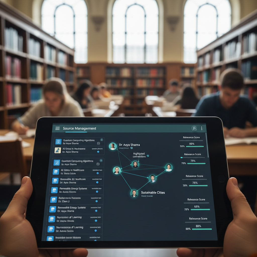 A digital interface showing a comparison table between traditional research folders and an AI-powered source vault.