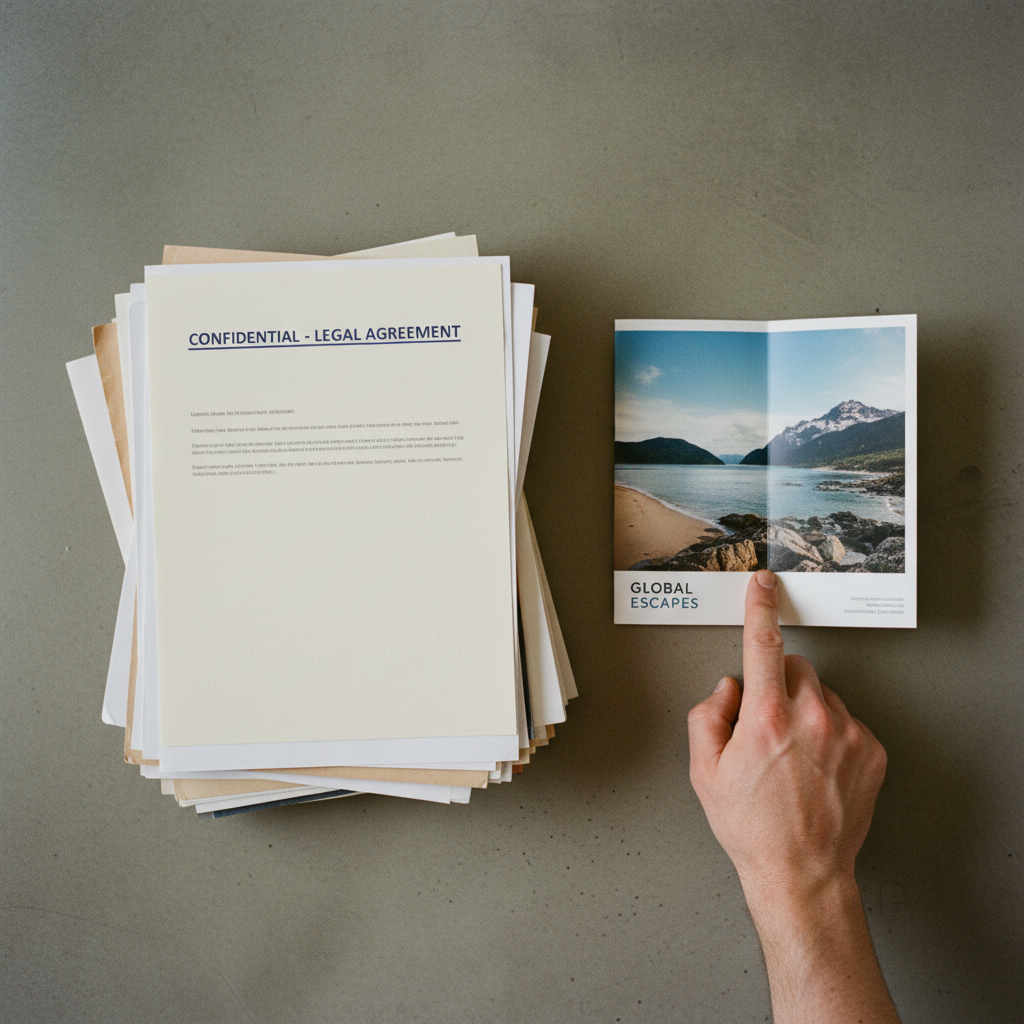 A side-by-side comparison of a secure document on one side and a non-sensitive brochure on the other, representing the decision-making process.
