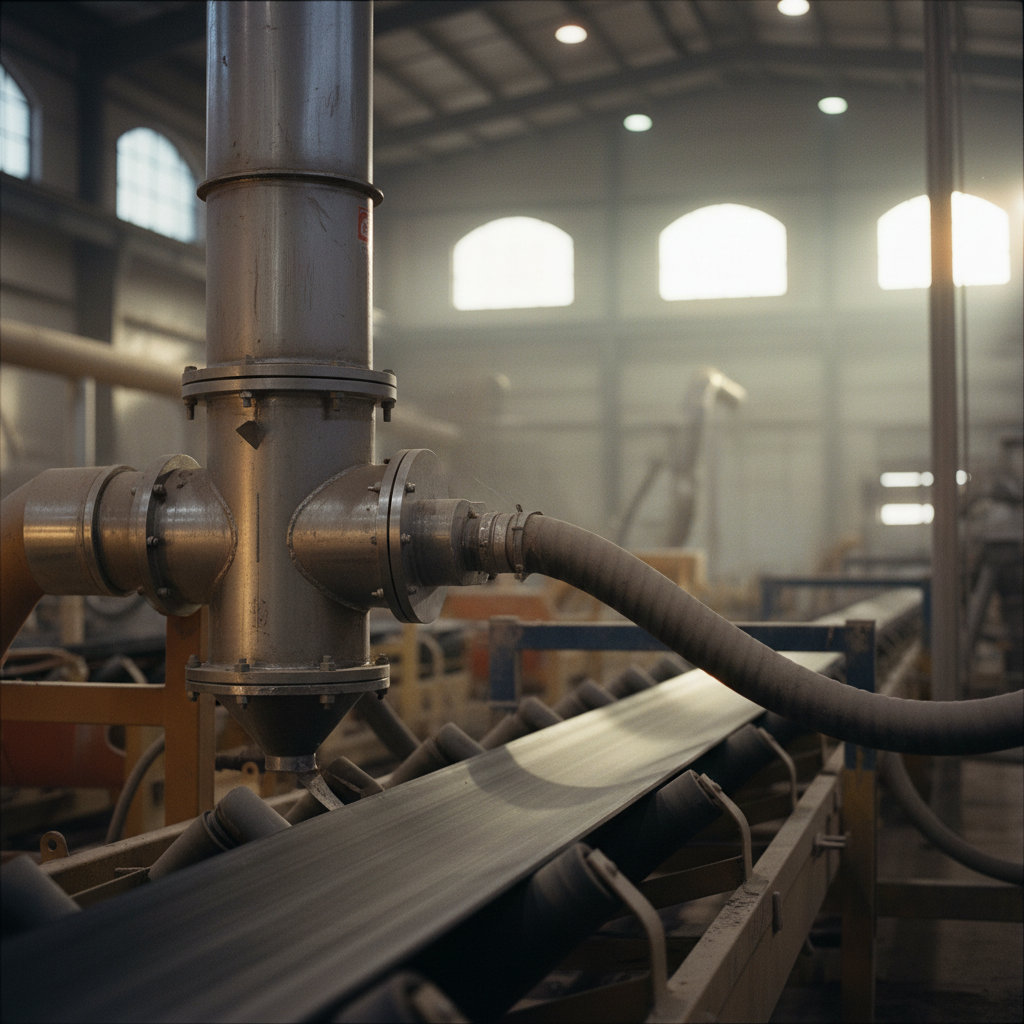 Close-up of a high-efficiency dust collection system at a frac sand processing plant.