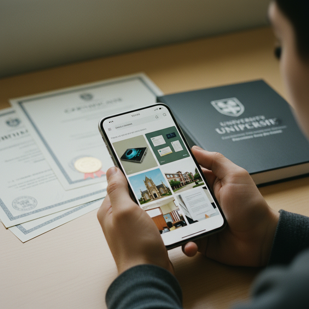 A close-up of a printed university application form alongside a high-quality smartphone.